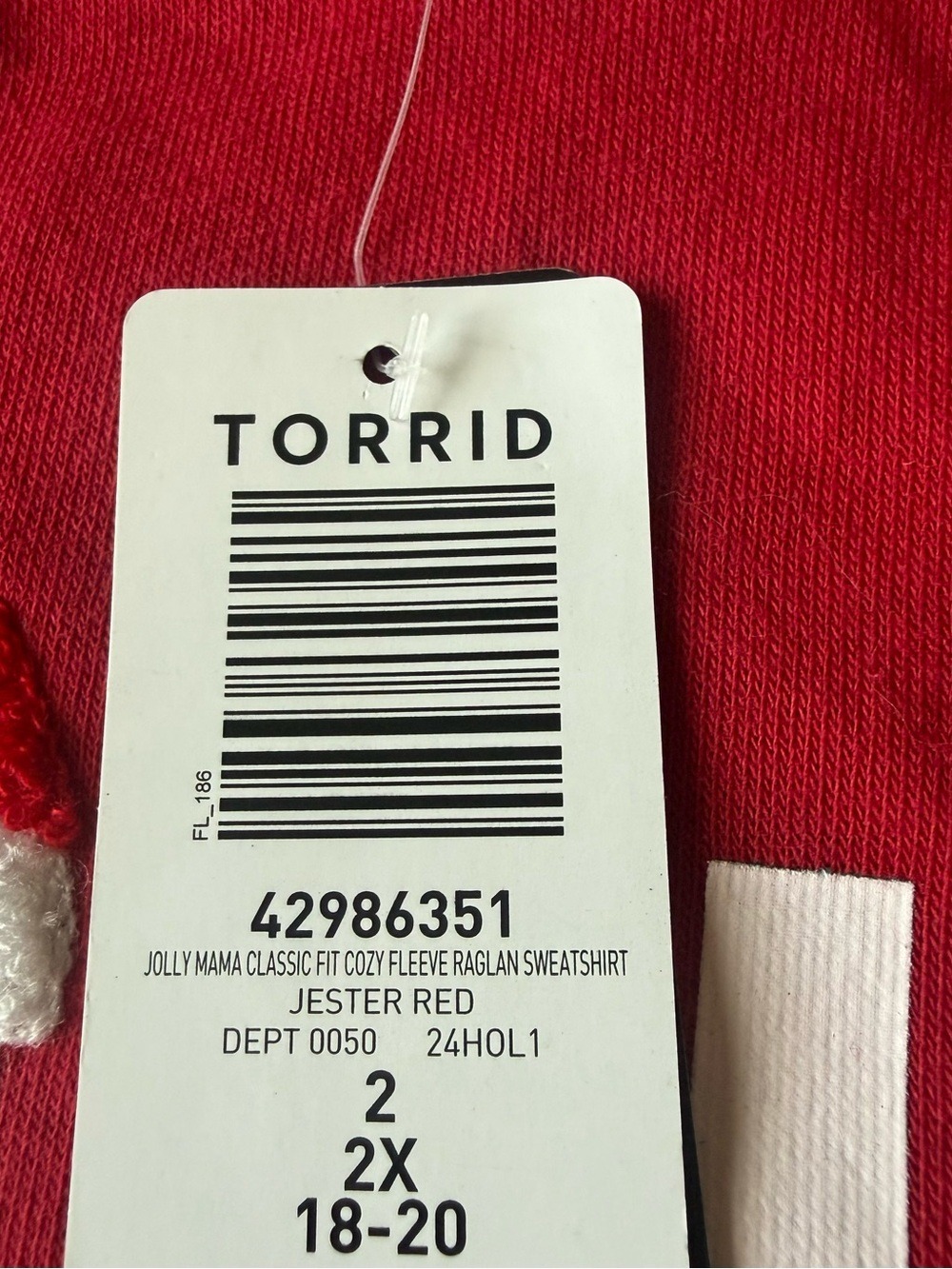 NWT Torrid Jolly Mama Classic Fit Cozy Fleece Sweatshirt Jester Red Size 2X 18-2 - Picture 7 of 16